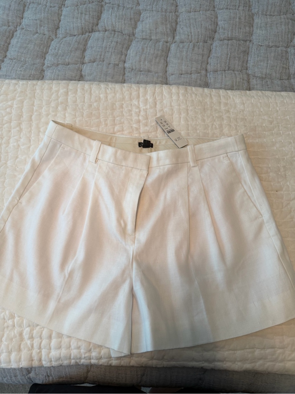 J. Crew White Pleated Tailored Shorts